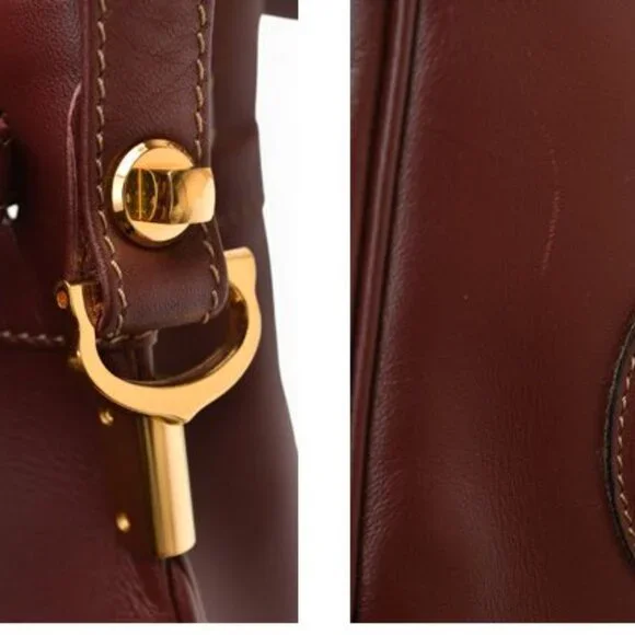 Cartier Shoulder Bag Must Line Vintage Drawstring Bag Crossbody Leather - Picture 4 of 10